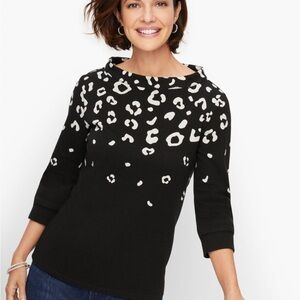 Talbots JACQUARD OMBRÉ TOP - LEOPARD PRINT Size XLP